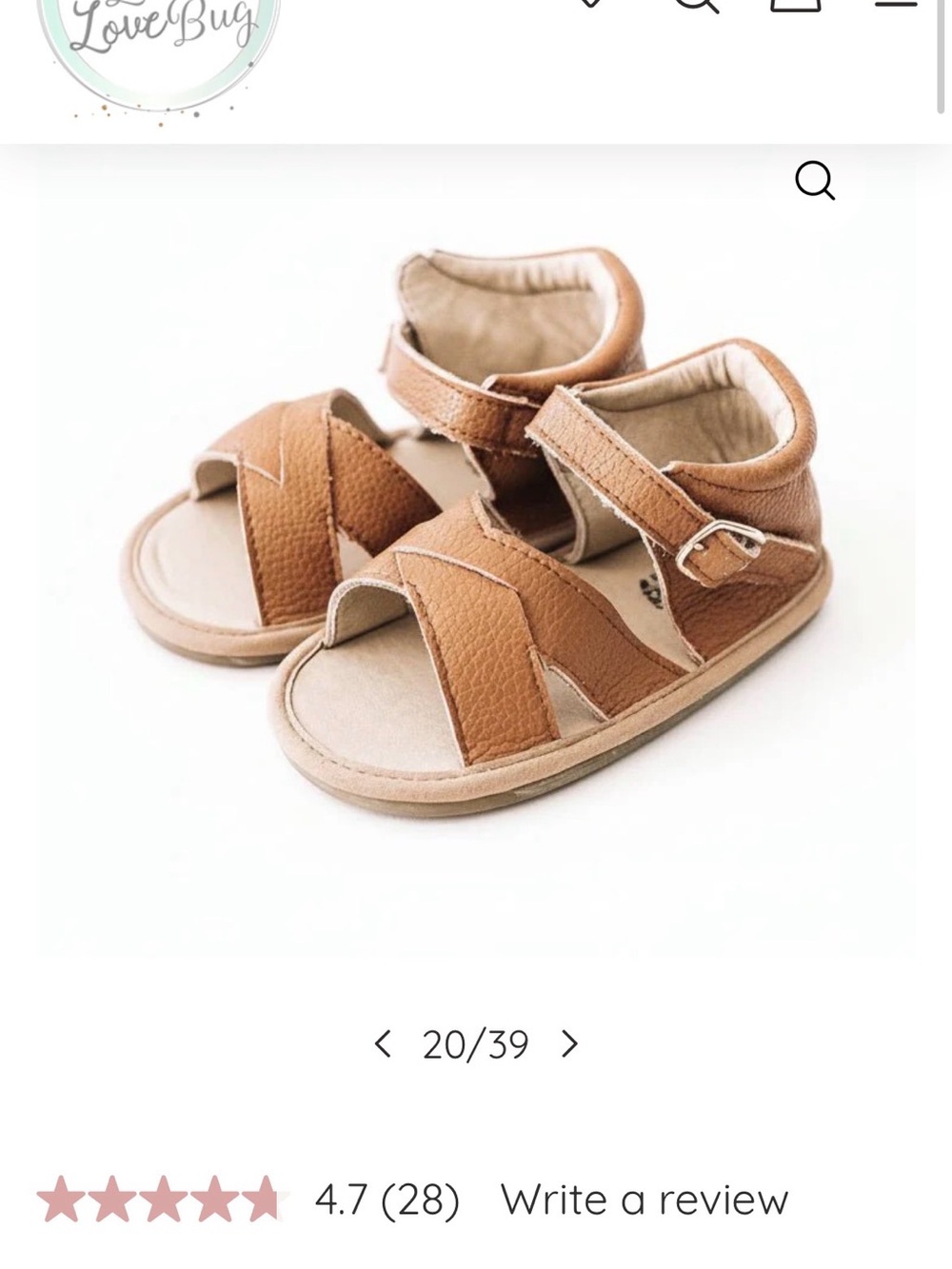 Toddler Classic Tan Leather-Style Buckle Sandals Size 5.-